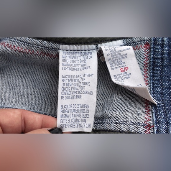 Tommy Hilfiger Denim Jacket Embroidered Fur Retro Y2K Back Floral Jean Petite S - Picture 16 of 16